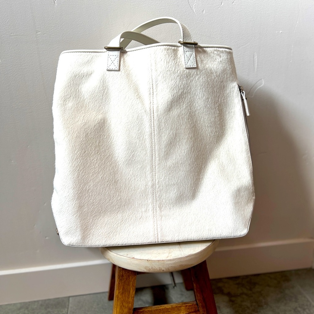 Restoration hardware baby bag - white hide. Shoulder tote or backpack